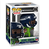 Geno Smith #255 Seahawks Funko Pop Football figure inside the box.