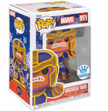 Gingerbread Thanos #951 Funko Pop! displayed inside the box, front view