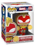 Gingerbread Captain Marvel #936 - Marvel Funko Pop! [Holiday] in box glam shot
