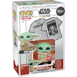 Grogu With Cookie Flocked #465 The Mandalorian Funko Pop and Tee Size-L in box