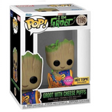 Groot with Cheese Puffs #1196 Flocked I Am Groot Funko Pop inside the box.