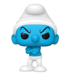 Grouchy Smurf #1518 Smurfs Funko Pop! TV figure standing out of box with grumpy expression.