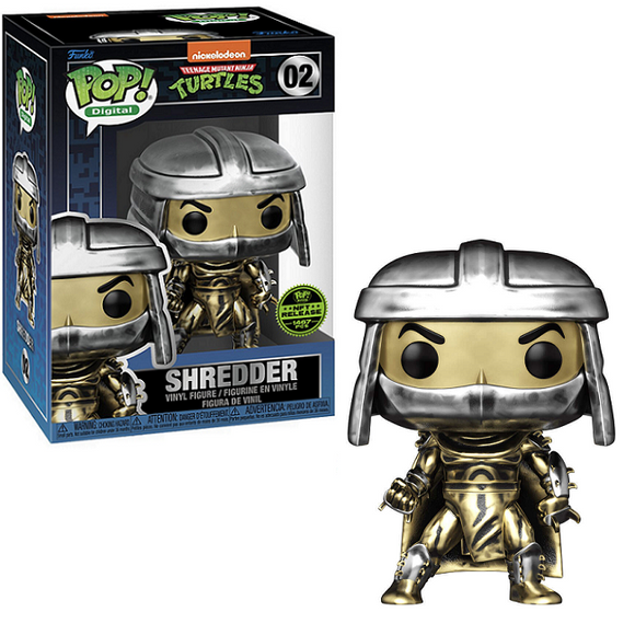Shredder #02 Teenage Mutant Ninja Turtles Funko Pop — Digital Release LE 1467, figure shown in-box and out-of-box