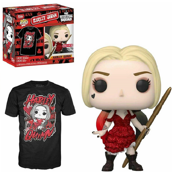 Harley Quinn DC Suicide Squad Funko Pop with Diamond GameStop Exclusive size-M tee.