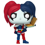 Harley Quinn With Pizza Funko Pop #452 displayed out of the box showing full character details