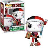 Harley Quinn #529 DC Funko Pop Heroes figure shown in and out of box, holiday edition