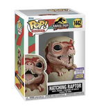 Hatching Raptor Funko Pop #1442 displayed inside the original Funko Pop box