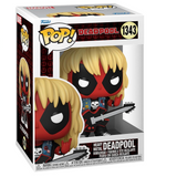 Heavy Metal Deadpool #1343 Marvel Funko Pop displayed in box, front view