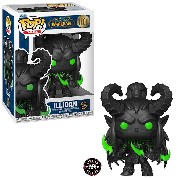 Illidan #1101 - World of Warcraft Funko Pop! [Gitd Chase] in box and out of box glam shot