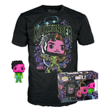 Infinity Killmonger #989 What If Funko Pop! & Tee Blacklight Target Exclusive bundle in box and out of box