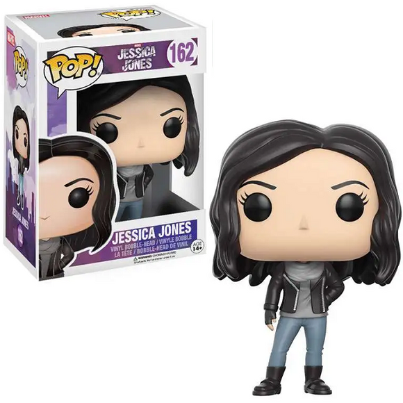 Jessica Jones #162 Funko Pop vinyl figure from Marvel, displayed in her iconic attire with original box.
