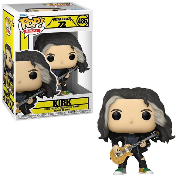 Kirk Hammett Funko Pop #486 from Metallica 72 Seasons, shown in and out of box