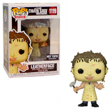 Leatherface #1119 The Texas Chainsaw Massacre Funko Pop Hot Topic Exclusive with black and white sticker in box and out of box