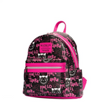 Loungefly Catwoman Batman Returns mini backpack Hello There print pink black EE exclusive side view