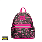 Loungefly Catwoman Batman Returns mini backpack Hello There print pink black EE exclusive front view