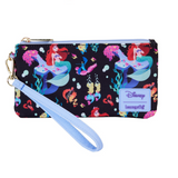 Little Mermaid Loungefly wristlet wallet Ariel Flounder Sebastian all over print design