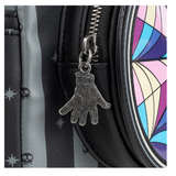 Wednesday Nevermore Loungefly mini backpack EE Exclusive gothic striped design charm