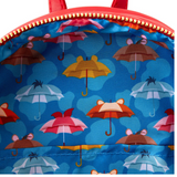 Inside liner of Loungefly Winnie the Pooh Puffer Jacket Cosplay Mini-Backpack with themed Disney print