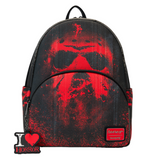 Front view  with Charm of Loungefly Friday The 13th I Heart Horror Mini-Backpack showing straps and trim