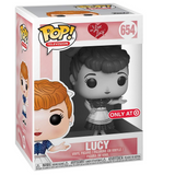 Lucy #654 I Love Lucy Funko Pop displayed inside the box, front view