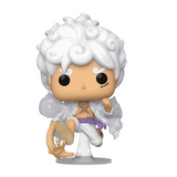 Luffy Gear Five Funko Pop #1607 GITD Chase displayed out of the box showing full character details