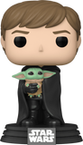 Luke Skywalker with Grogu #482 Star Wars Mandalorian Funko Pop figure out of box glam shot