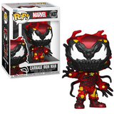 Carnage Iron Man #1437 Funko Pop from Marvel shown both in and out of box