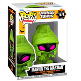 Marvin the Martian Mummy #1674 Looney Tunes Halloween Funko Pop inside the box.