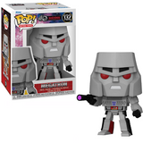 Megatron #132 Transformers G1 40th Funko Pop shown in and out of the box.
