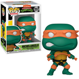 Michelangelo #1557 Teenage Mutant Ninja Turtles Funko Pop! TV figure shown in box and out of box.