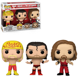 NWO Hogan & The Outsiders WWE Funko Pop 3-Pack shown in and out of the box.
