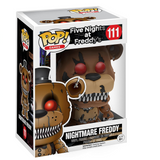 Nightmare Freddy #111 Funko Pop! displayed inside the box, front view