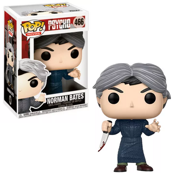 Norman Bates #466 Psycho Funko Pop! shown in and out of box with knife and disguise