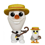Olaf with Bird #144 Frozen Funko Pop figure out of box with straw hat and bird