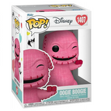 Oogie Boogie #1407 Funko Pop! displayed inside the box, front view