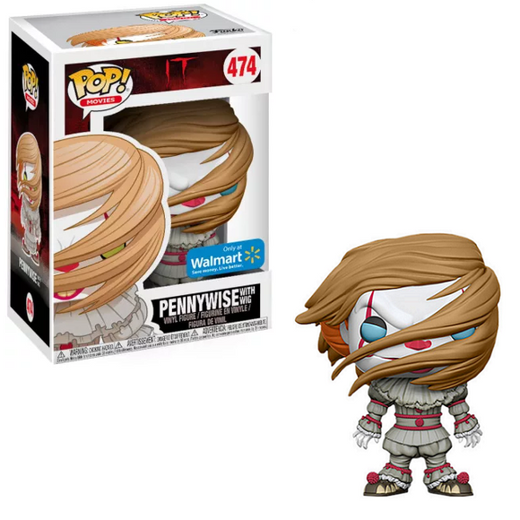 Pennywise with Wig #474 Funko Pop from IT, figure shown in and out of box