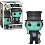 Phineas #1432 Disney Haunted Mansion Funko Pop figure in box and out of box with ghostly hitchhiker design