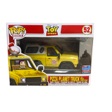 Pizza Planet Truck with Buzz Lightyear #52 Funko Pop displayed inside the box, front view