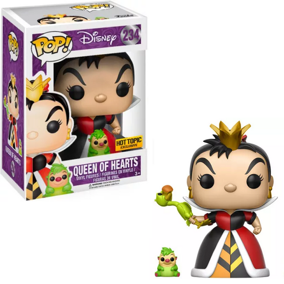 Queen of Hearts #234 Funko Pop! Hot Topic Exclusive shown in and out of box with hedgehog companion