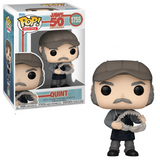 Quint #1755 Jaws 50th Anniversary Funko Pop — in box and out of box display