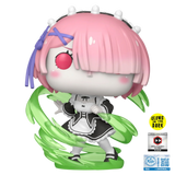 Ram #2116 Re:Zero Funko Pop! Plus out of box with pink hair, maid outfit, and swirling green energy effects