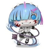 Rem #2115 Re:Zero Funko Pop! Plus out of box with Oni horn, maid outfit, facial markings, and chained weapon