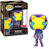 Rescue #480 Avengers Endgame Blacklight Target Exclusive Funko Pop in box and out of box