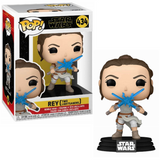 Rey #434 Star Wars Funko Pop with dual lightsabers in box and out of box