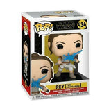 Rey #434 Star Wars Funko Pop with 2 lightsabers in box