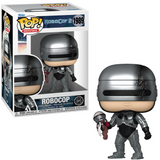 RoboCop Metallic #1989 RoboCop 2 Chase Funko Pop! in box and out of box showing battle-damaged silver armor