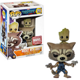 Rocket With Groot #211 Guardians Funko Pop! in box and out of box
