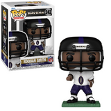 Roquan Smith #242 Funko Pop! shown in box and out of box, front view