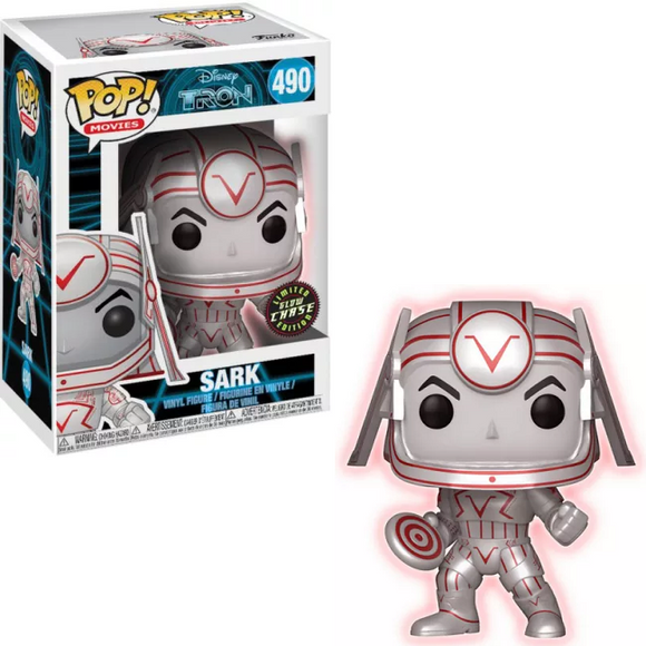 Sark #490 Funko Pop! GITD Chase Edition shown in and out of the box with metallic finish and light-up glow features