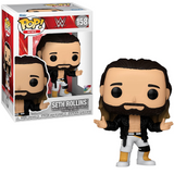 Seth Rollins #158 WWE Funko Pop With Coat shown in and out of the box.